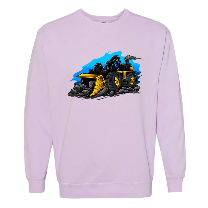 Cartoon Bulldozer Garment-Dyed Sweatshirt