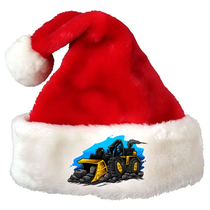 Cartoon Bulldozer Premium Christmas Santa Hat