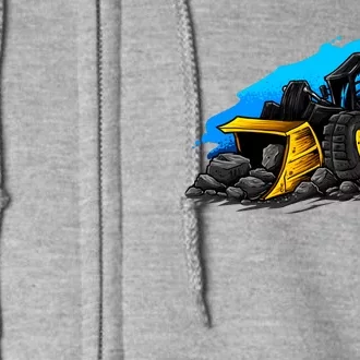 Cartoon Bulldozer Full Zip Hoodie