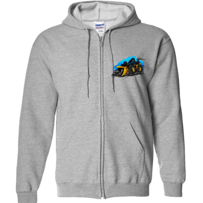 Cartoon Bulldozer Full Zip Hoodie