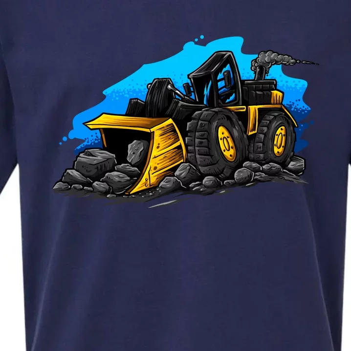 Cartoon Bulldozer Sueded Cloud Jersey T-Shirt