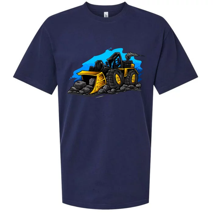 Cartoon Bulldozer Sueded Cloud Jersey T-Shirt