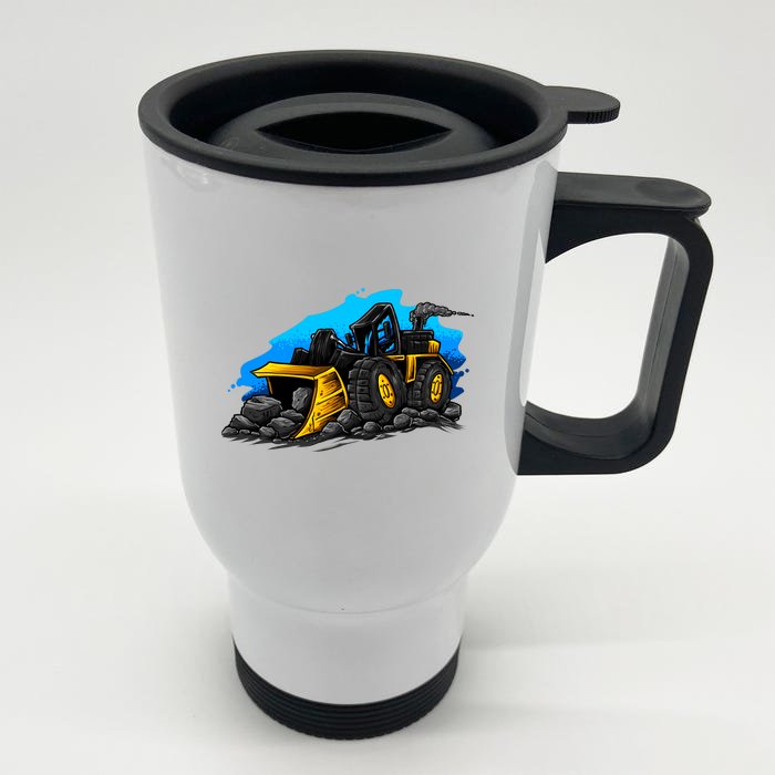 Cartoon Bulldozer Front & Back Stainless Steel Travel Mug