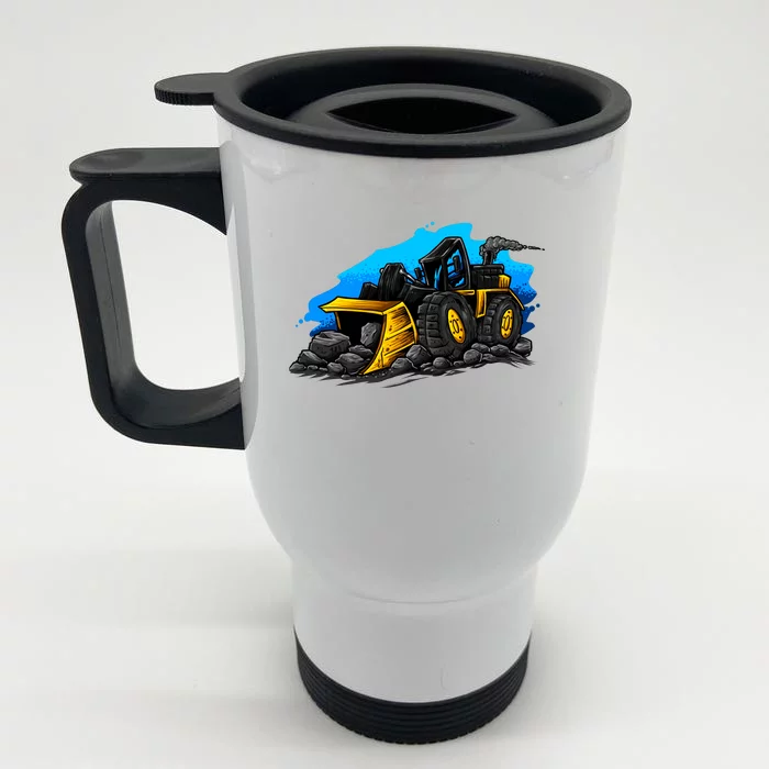 Cartoon Bulldozer Front & Back Stainless Steel Travel Mug