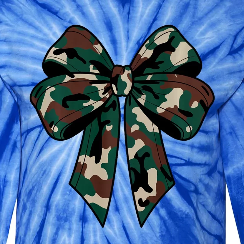 Coquette Bow Camouflage Tie-Dye Long Sleeve Shirt