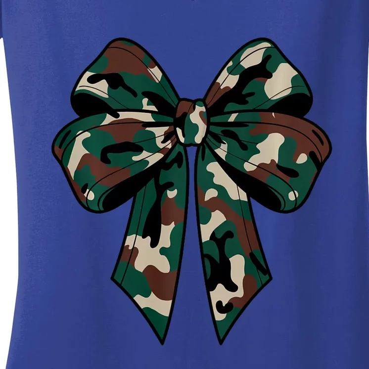 Coquette Bow Camouflage Women's V-Neck T-Shirt