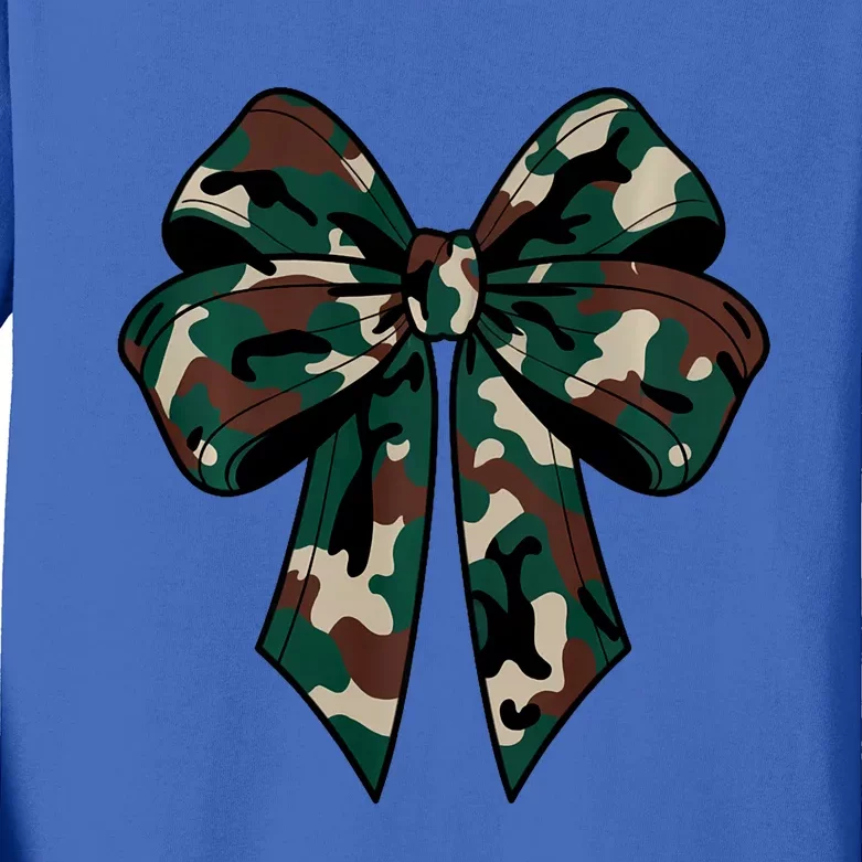 Coquette Bow Camouflage Kids Long Sleeve Shirt