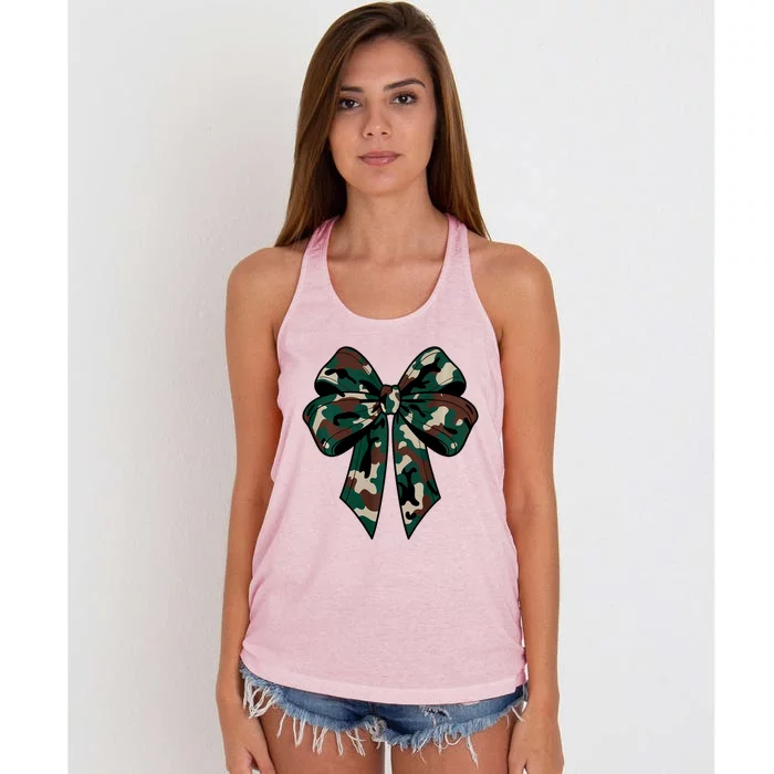 Coquette Bow Camouflage Women's Knotted Racerback Tank