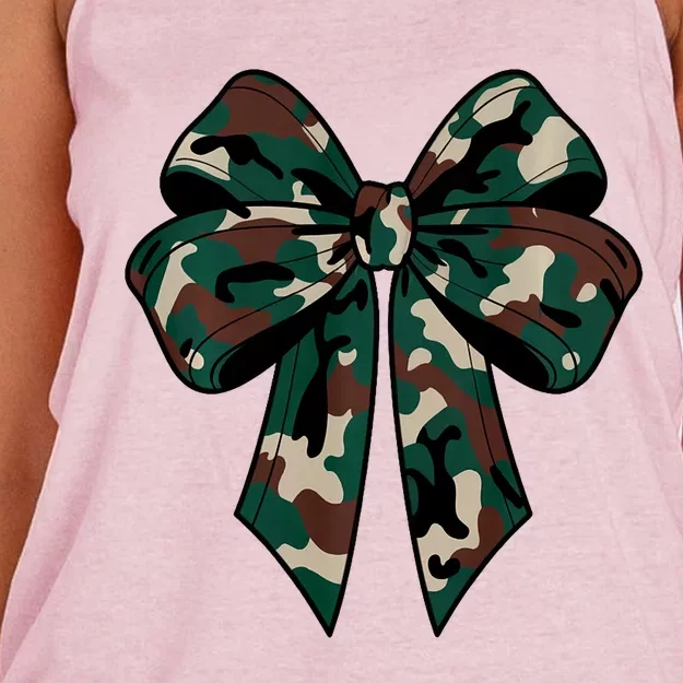 Coquette Bow Camouflage Women's Knotted Racerback Tank