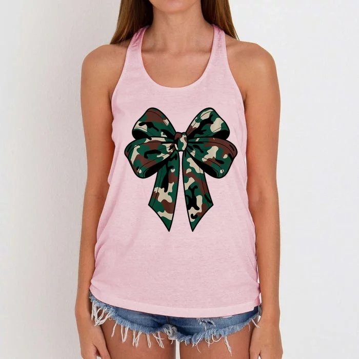 Coquette Bow Camouflage Women's Knotted Racerback Tank