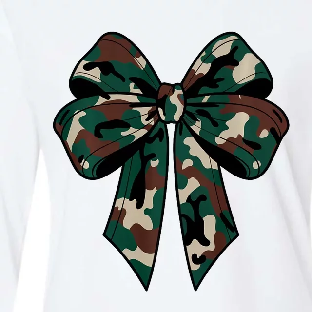 Coquette Bow Camouflage Womens Cotton Relaxed Long Sleeve T-Shirt