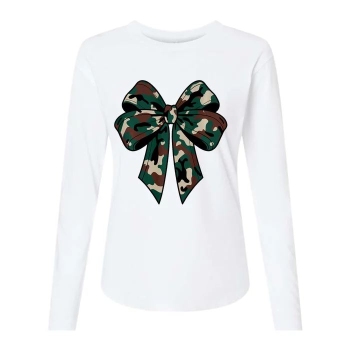 Coquette Bow Camouflage Womens Cotton Relaxed Long Sleeve T-Shirt