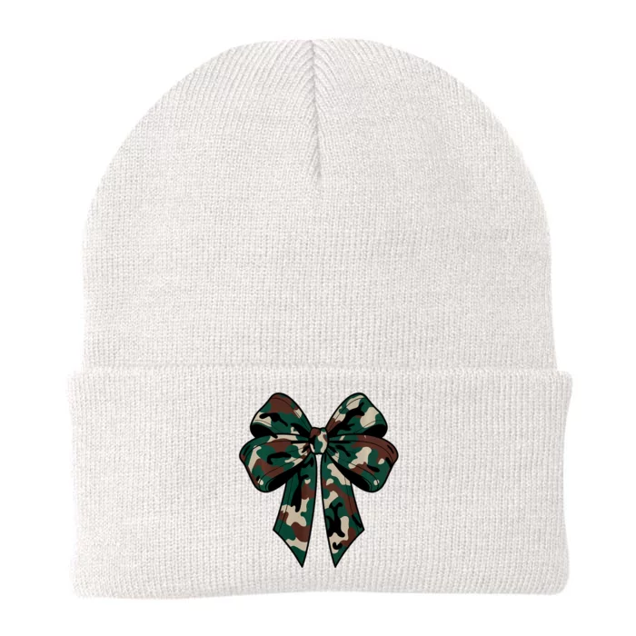 Coquette Bow Camouflage Knit Cap Winter Beanie