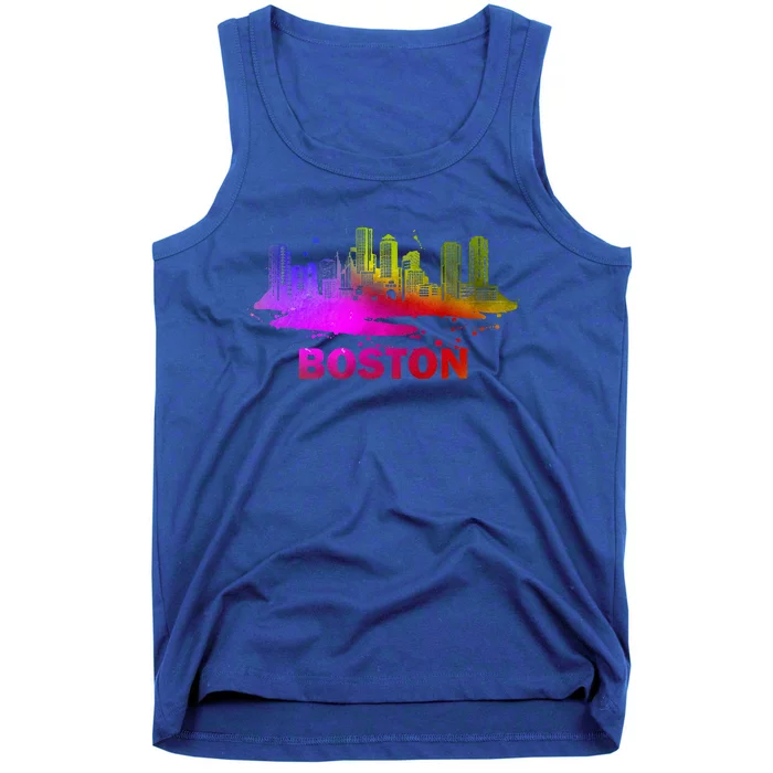 Colorful Boston Cityscape Boston Massachusetts Skyline Tank Top