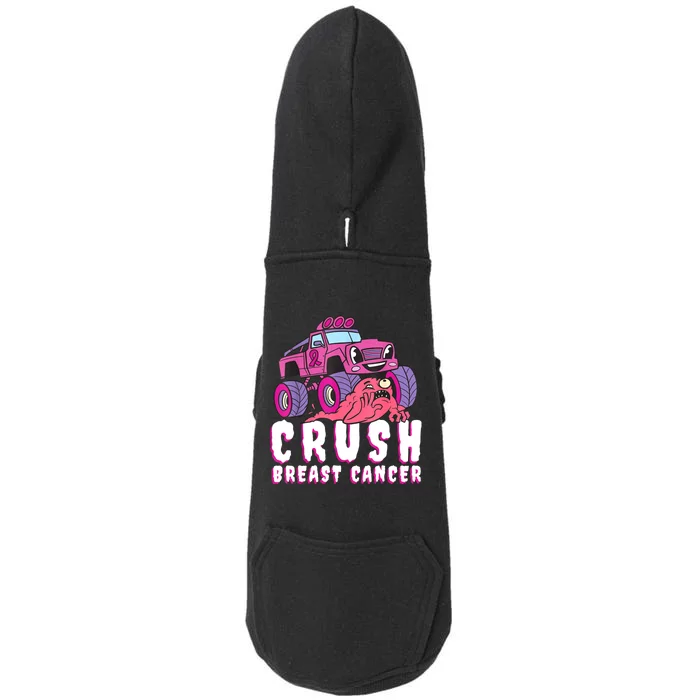 Crush Breast Cancer Awareness Monster Truck October Pink Doggie 3-End Fleece Hoodie