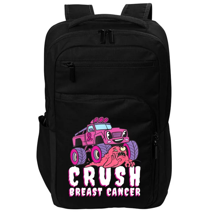 Crush Breast Cancer Awareness Monster Truck October Pink Impact Tech Backpack