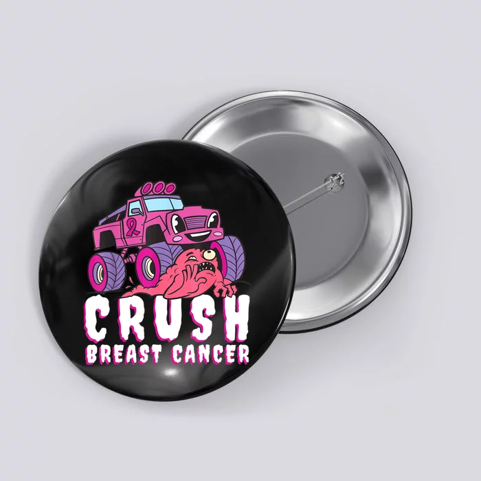 Crush Breast Cancer Awareness Monster Truck October Pink Button