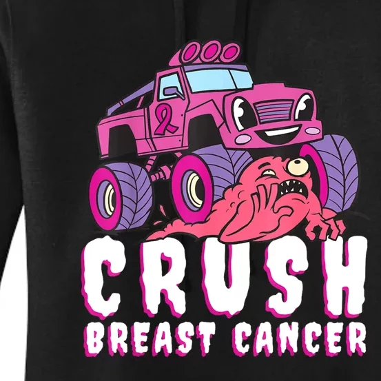 Crush Breast Cancer Awareness Monster Truck October Pink Women's Pullover Hoodie