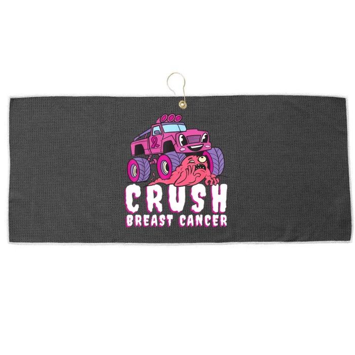 Crush Breast Cancer Awareness Monster Truck October Pink Large Microfiber Waffle Golf Towel