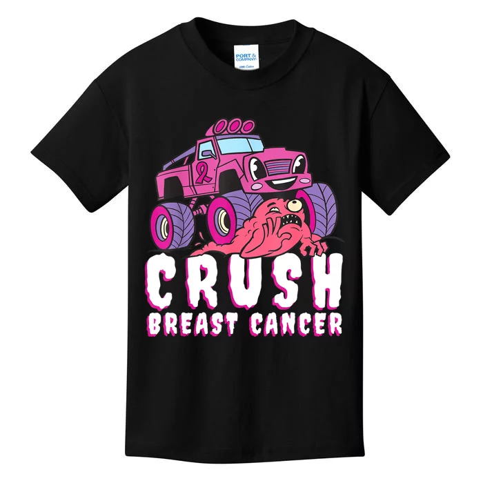 Crush Breast Cancer Awareness Monster Truck October Pink Kids T-Shirt