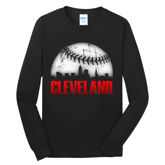 Cleveland Baseball City Skyline Tall Long Sleeve T-Shirt