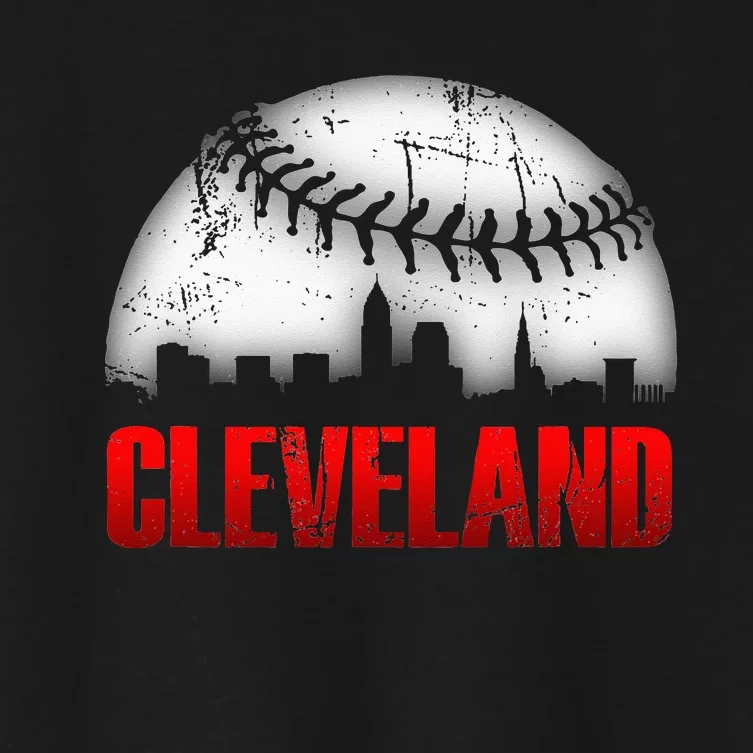 Cleveland Baseball City Skyline Women's Crop Top Tee