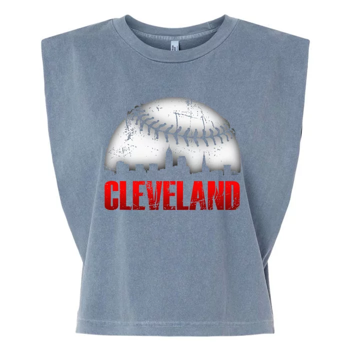 Cleveland Baseball City Skyline Garment-Dyed Women's Muscle Tee