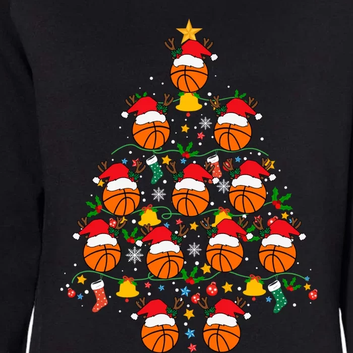 Cheerful Basketball Christmas Tree Festive And Playful Xmas Gift Womens California Wash Sweatshirt