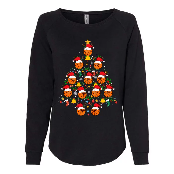 Cheerful Basketball Christmas Tree Festive And Playful Xmas Gift Womens California Wash Sweatshirt