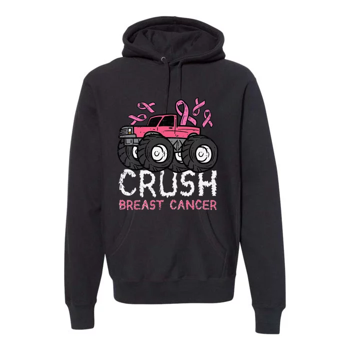 Crush Breast Cancer Awareness Monster Truck Premium Hoodie