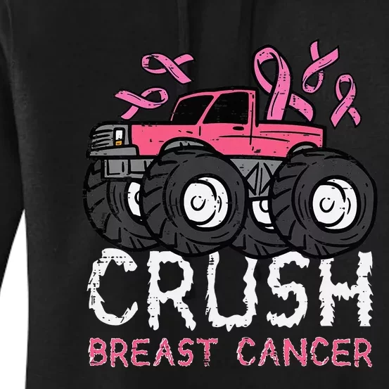 Crush Breast Cancer Awareness Monster Truck Women's Pullover Hoodie