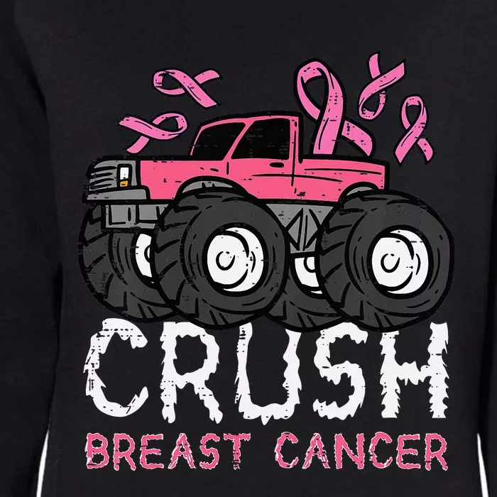 Crush Breast Cancer Awareness Monster Truck Womens California Wash Sweatshirt