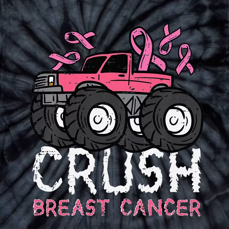 Crush Breast Cancer Awareness Monster Truck Tie-Dye T-Shirt