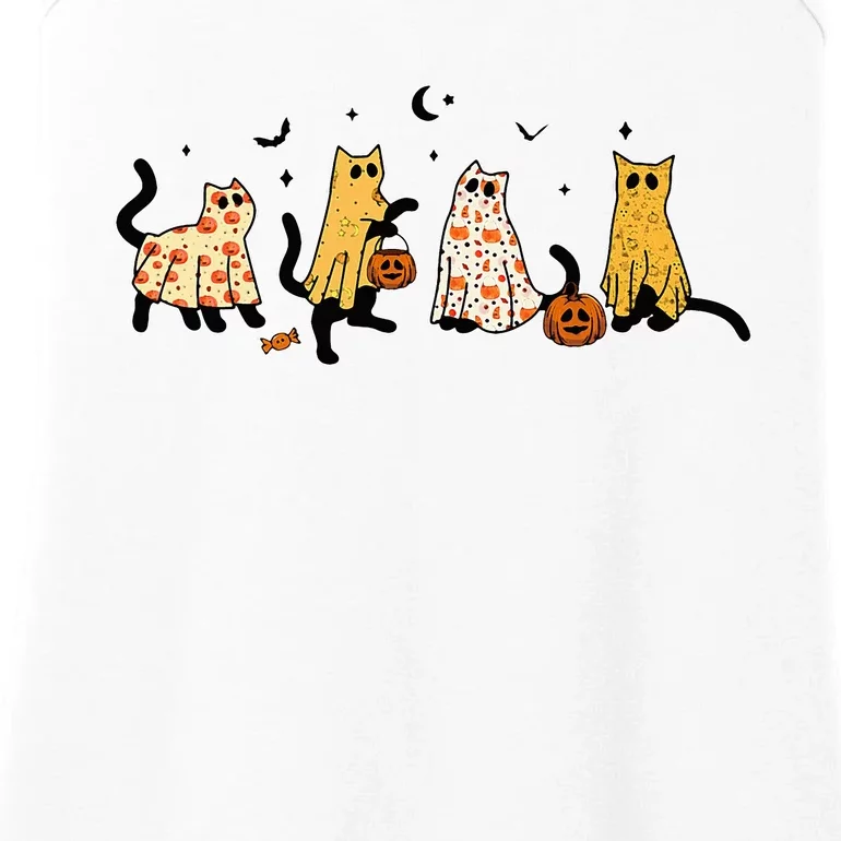 Cute Black Cats In Ghost Costume Women And Halloween Ladies Essential Tank