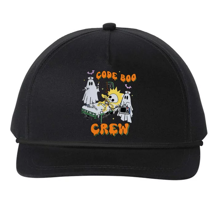 Code Boo Crew Funny Ghost Nurse Halloween Costume Nursing Snapback Five-Panel Rope Hat