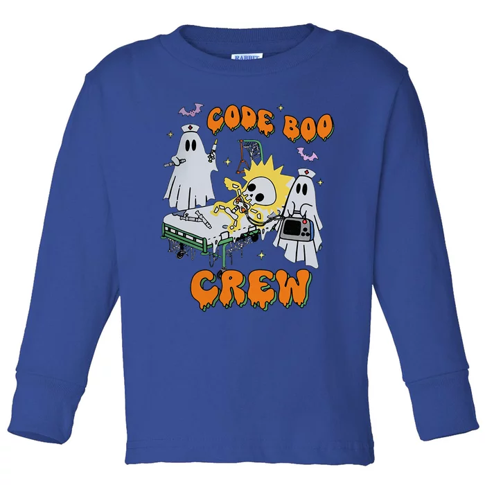 Code Boo Crew Funny Ghost Nurse Halloween Costume Nursing Toddler Long Sleeve Shirt