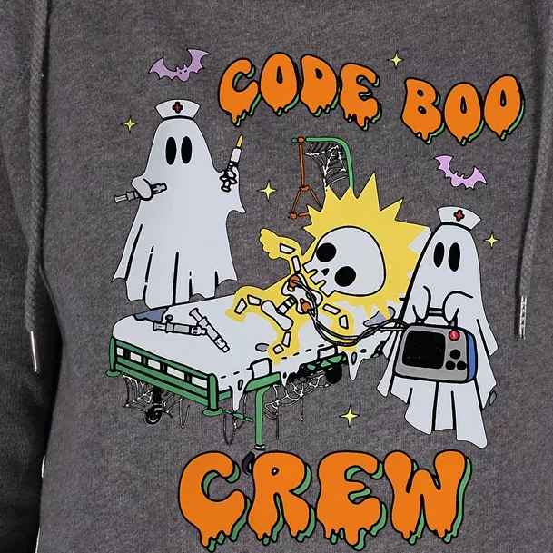 Code Boo Crew Funny Ghost Nurse Halloween Costume Nursing Womens Funnel Neck Pullover Hood