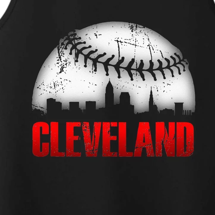 Cleveland Baseball City Skyline Performance Tank