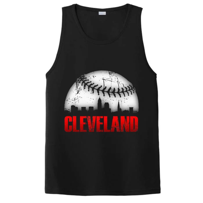 Cleveland Baseball City Skyline Performance Tank