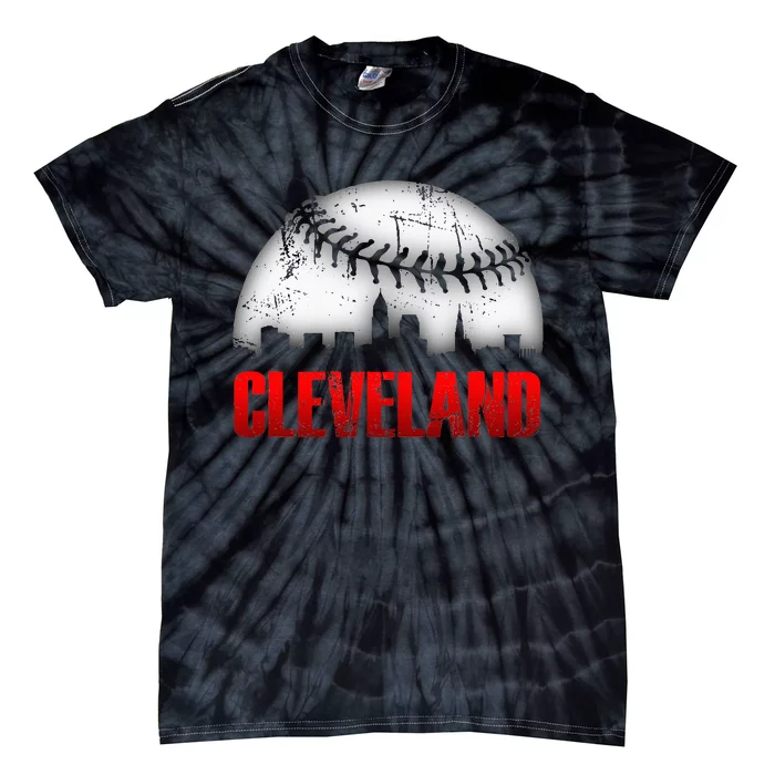 Cleveland Baseball City Skyline Tie-Dye T-Shirt