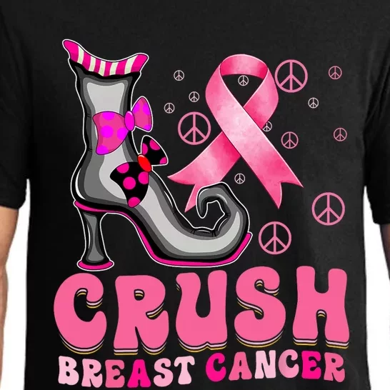 Crush Breast Cancer Warrior Support Witch Halloween Ribbon Pajama Set