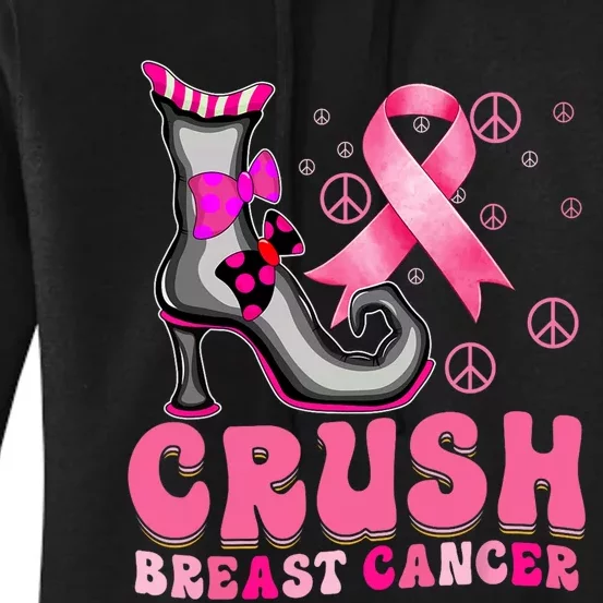 Crush Breast Cancer Warrior Support Witch Halloween Ribbon Women's Pullover Hoodie