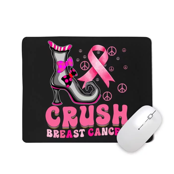 Crush Breast Cancer Warrior Support Witch Halloween Ribbon Mousepad