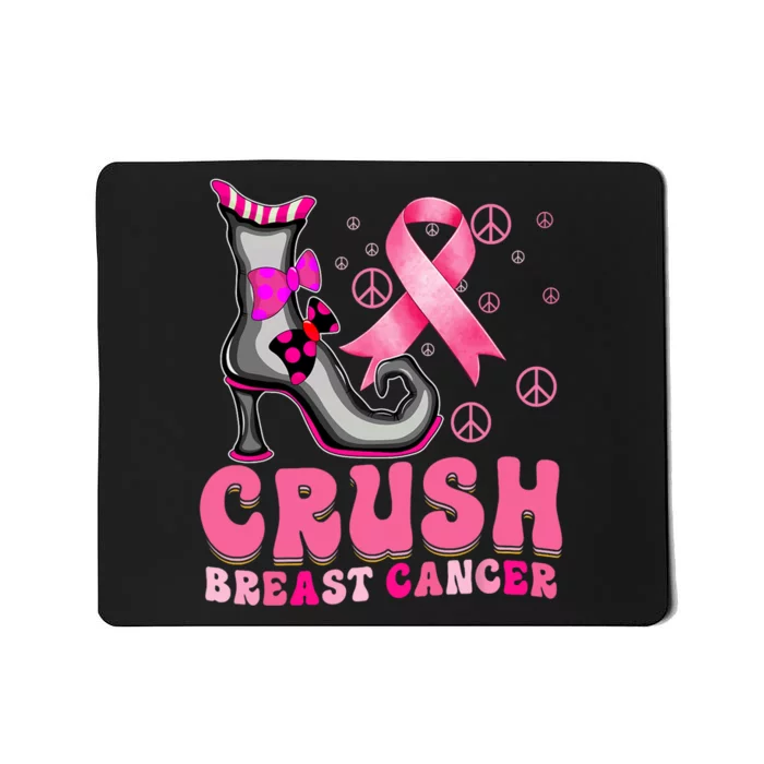 Crush Breast Cancer Warrior Support Witch Halloween Ribbon Mousepad