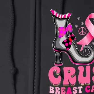 Crush Breast Cancer Warrior Support Witch Halloween Ribbon Full Zip Hoodie