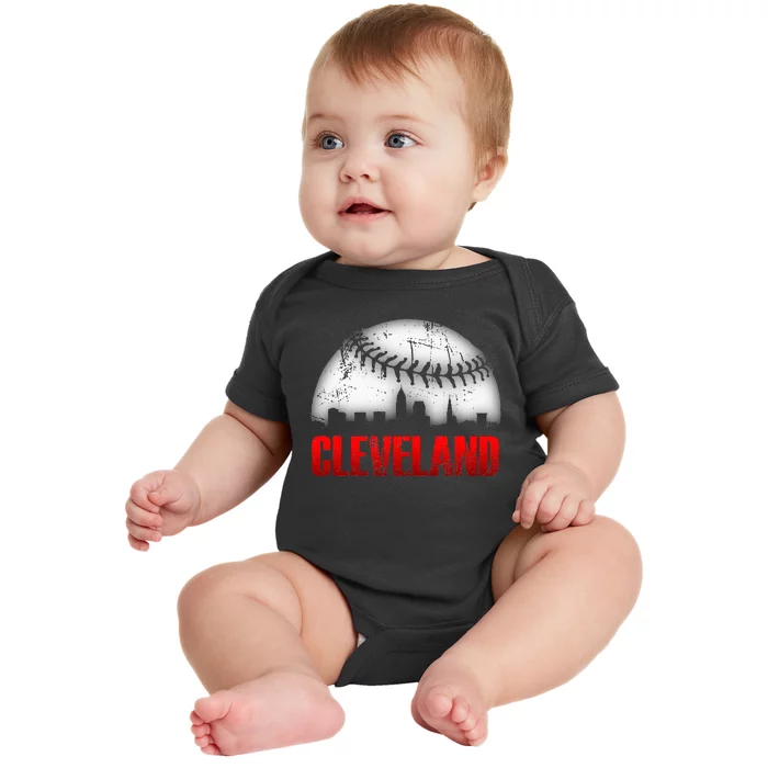 Cleveland Baseball City Skyline Baby Bodysuit