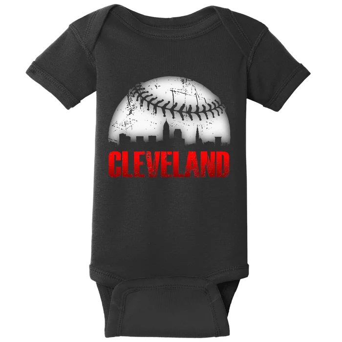 Cleveland Baseball City Skyline Baby Bodysuit