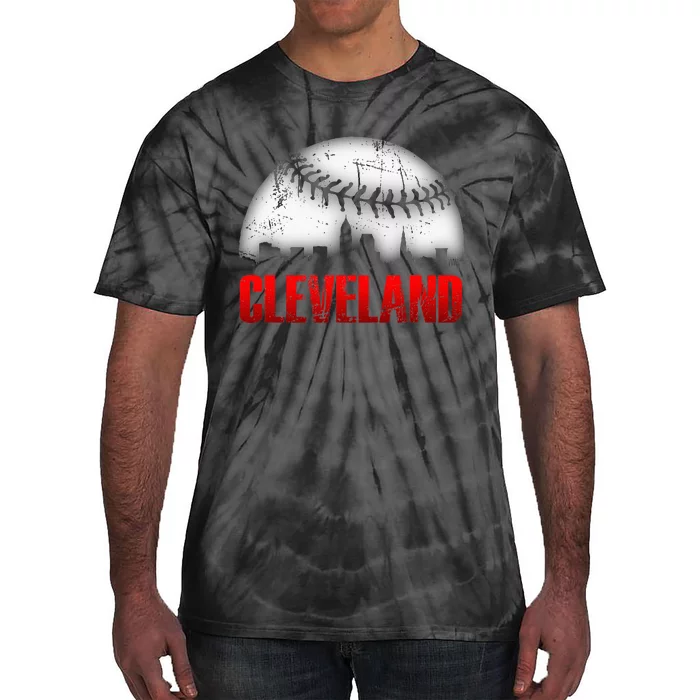 Cleveland Baseball City Skyline Tie-Dye T-Shirt