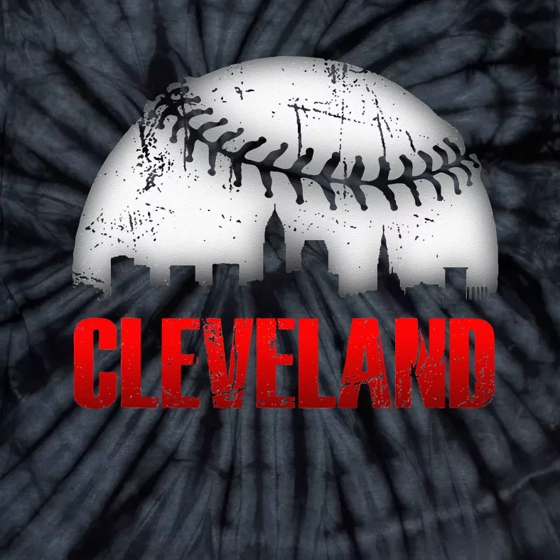 Cleveland Baseball City Skyline Tie-Dye T-Shirt