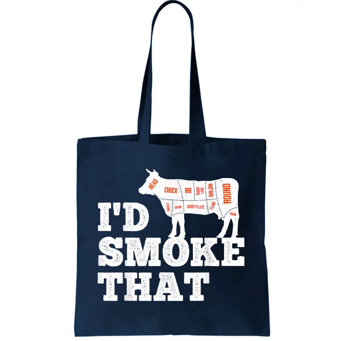 Chef Butcher Cook BBQ I'd Smoke That Funny Barbecue Cow Tote Bag